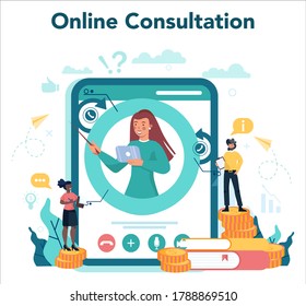 Banking online service or platform. Online bank consultation . Idea of finance income, money saving and wealth. Vector illustration in flat style