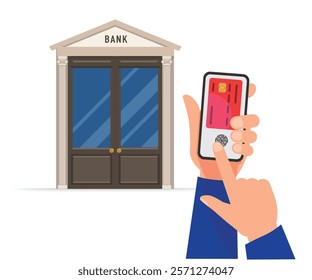 Banking online technology with smartphone stock illustration