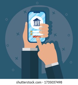 banking online technology with smartphone vector illustration design
