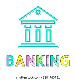 Banking operations colorful vector illustration, abstract building with old design, financial house using in crediting processes and money storing