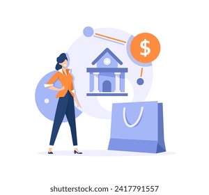 operaciones bancarias, servicio de facturación electrónica, compras en línea, ilustración vectorial de icono de diseño plano