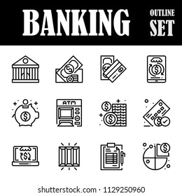 The banking outline icon set