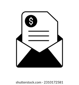 Icono de vector de glifos de papel bancario que puede editar o modificar fácilmente

