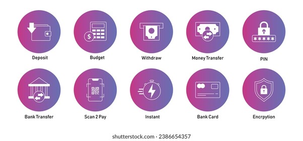 Banking and Payment Essentials. Essential icons for banking, payment, and budgeting purposes.