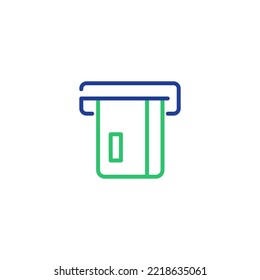 Banca, métodos de pago e icono de línea relacionada con finanzas con máquina de post ATM, buen uso para tus aplicaciones de diseño o web
