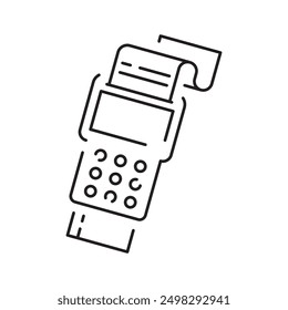 Banking, Payment Methods and Finance Related line icon with Pos Terminal, ATM Machine, Credit Card, Receipt