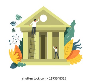 Banca de personas construyendo instituciones y desarrollando su vector
