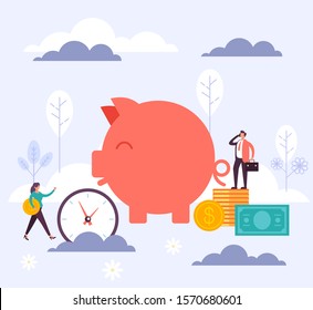Banking piggy bank concept. Vector flat cartoon graphic design illustration