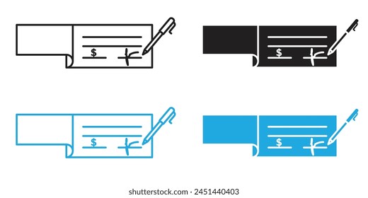 Bankprozess-Symbol für Schecksignierung und Zahlungsauthentifizierung