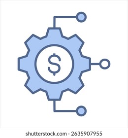 Banking Processing System Blue Icon Vector Illustration