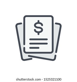 Banking receipt color line icon. Tax payment invoice vector outline colorful sign.