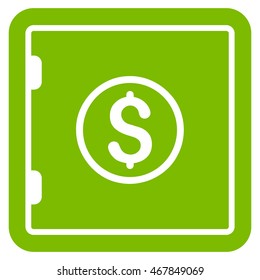 Banking Safe icon. Vector style is flat iconic symbol with rounded angles, eco green color, white background.
