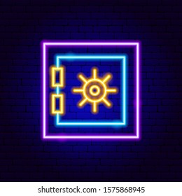 Banking Safe Neon Sign. Vector Illustration of Business Promotion.