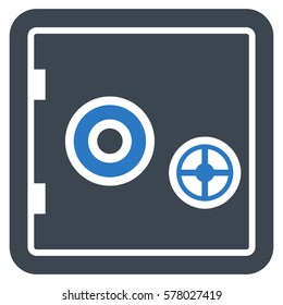 Banking Safe vector pictogram. Illustration style is a flat iconic bicolor smooth blue symbol on white background.