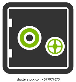 Banking Safe vector pictograph. Illustration style is a flat iconic bicolor eco green and gray symbol on white background.