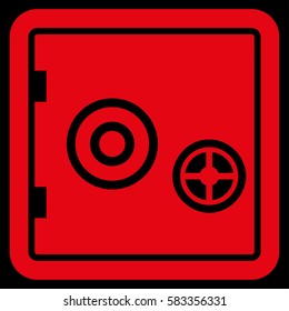 Banking Safe vector pictograph. Illustration style is a flat iconic red symbol on black background.