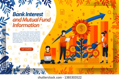 banca para salvar fondos mutuos. buenos intereses bancarios. agua las flores, concepto de ilustración vectorial. puede ser usado para página de inicio, plantilla, ui, web, aplicación móvil, afiche, banner, volante, documento, sitio web
