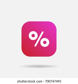 Banking Saving App Icon. Percentage Sign Flat Icon. Investment symbol.