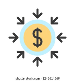 banking saving circle dollar sign business flat design icon.