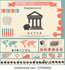 Banking and savings - infographic elements and icons set.