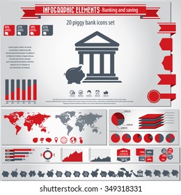 Banking and savings - infographic elements and icons set.