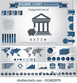 Banking and savings - infographic elements and icons set.