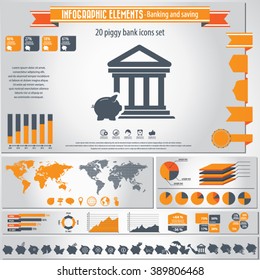 Banking and savings - infographic elements and icons set.
