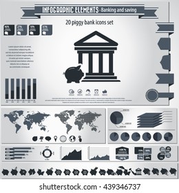Banking and savings - infographic elements and icons set.