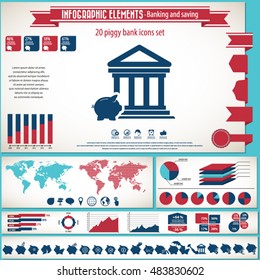 Banking and savings - infographic elements and icons set.