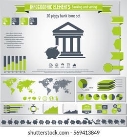 Banking and savings - infographic elements and icons set.