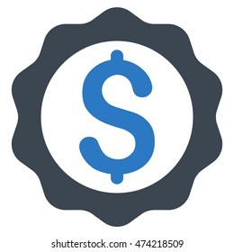 Banking Seal Stamp icon. Vector style is bicolor flat iconic symbol with rounded angles, smooth blue colors, white background.