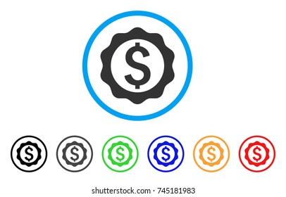 Banking Seal Stamp rounded icon. Style is a flat grey symbol inside light blue circle with additional colored variants. Banking Seal Stamp vector designed for web and software interfaces.