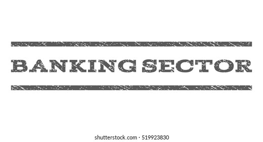 Banking Sector watermark stamp. Text caption between horizontal parallel lines with grunge design style. Rubber seal stamp with dust texture. Vector grey color ink imprint on a white background.