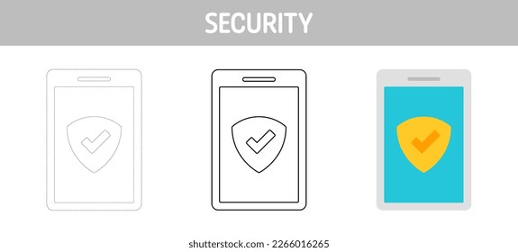 Banking Security tracing and coloring worksheet for kids