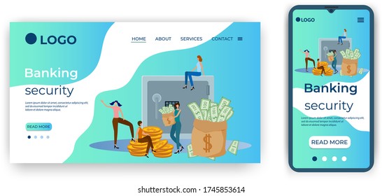 Banking security.Template for the user interface of the website's home page.Landing page template.The adaptive design of the smartphone.vector illustration.