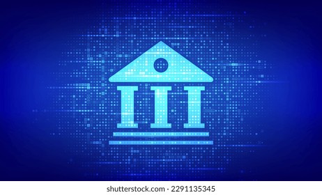 Banking service background. Bank building icon made with currency symbols. Dollar, euro, yen and pound icons. Background with currency signs. Bank financing, money exchange. Vector illustration.