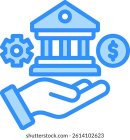 Banking Service Icon Blue Color Vector Illustration