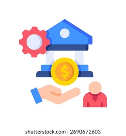 Banking Service Icon Flat Vector Illustration