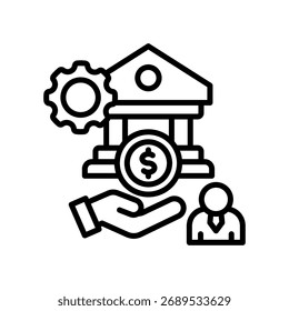 Ilustración vectorial de línea de icono de servicio bancario