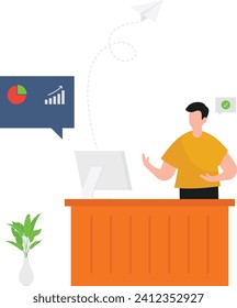 "Illustration des Bankdienstes"vermittelt visuell die Bequemlichkeit und Vielfalt der Finanzdienstleistungen und zeigt Funktionen wie Online-Banking, Transaktionen und Kundensupport dynamisch und auf