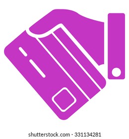 Banking Service vector icon. Style is flat violet symbol, rounded angles, white background.