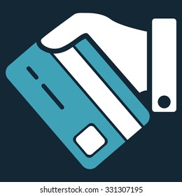 Banking Service vector icon. Style is flat bicolor blue and white symbol, rounded angles, dark blue background.