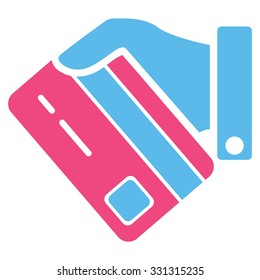Banking Service vector icon. Style is flat bicolor pink and blue symbol, rounded angles, white background.