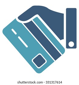 Banking Service vector icon. Style is flat bicolor cyan and blue symbol, rounded angles, white background.
