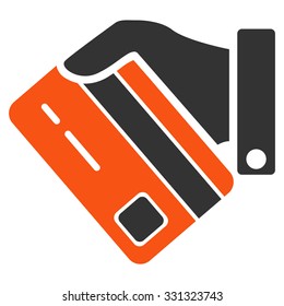 Banking Service vector icon. Style is flat bicolor orange and gray symbol, rounded angles, white background.