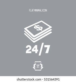 Banking services 7/24 - Vector flat icon