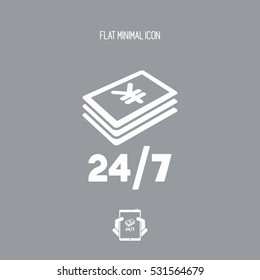 Banking services 7/24 - Vector flat icon