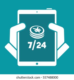 Banking services 7/24 - Vector flat icon