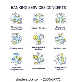 Symbol für das Konzept der Bankdienstleistungen Finanzsystem. Geldschutz-Idee, feine Farbillustrationen. Isolierte Symbole. Bearbeitbarer Strich. Verwendung von Roboter-Medium, Myriad Pro-Fett-Schriftarten