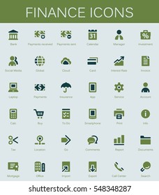 Banking services and finance tools icons. Modern vector pictograms